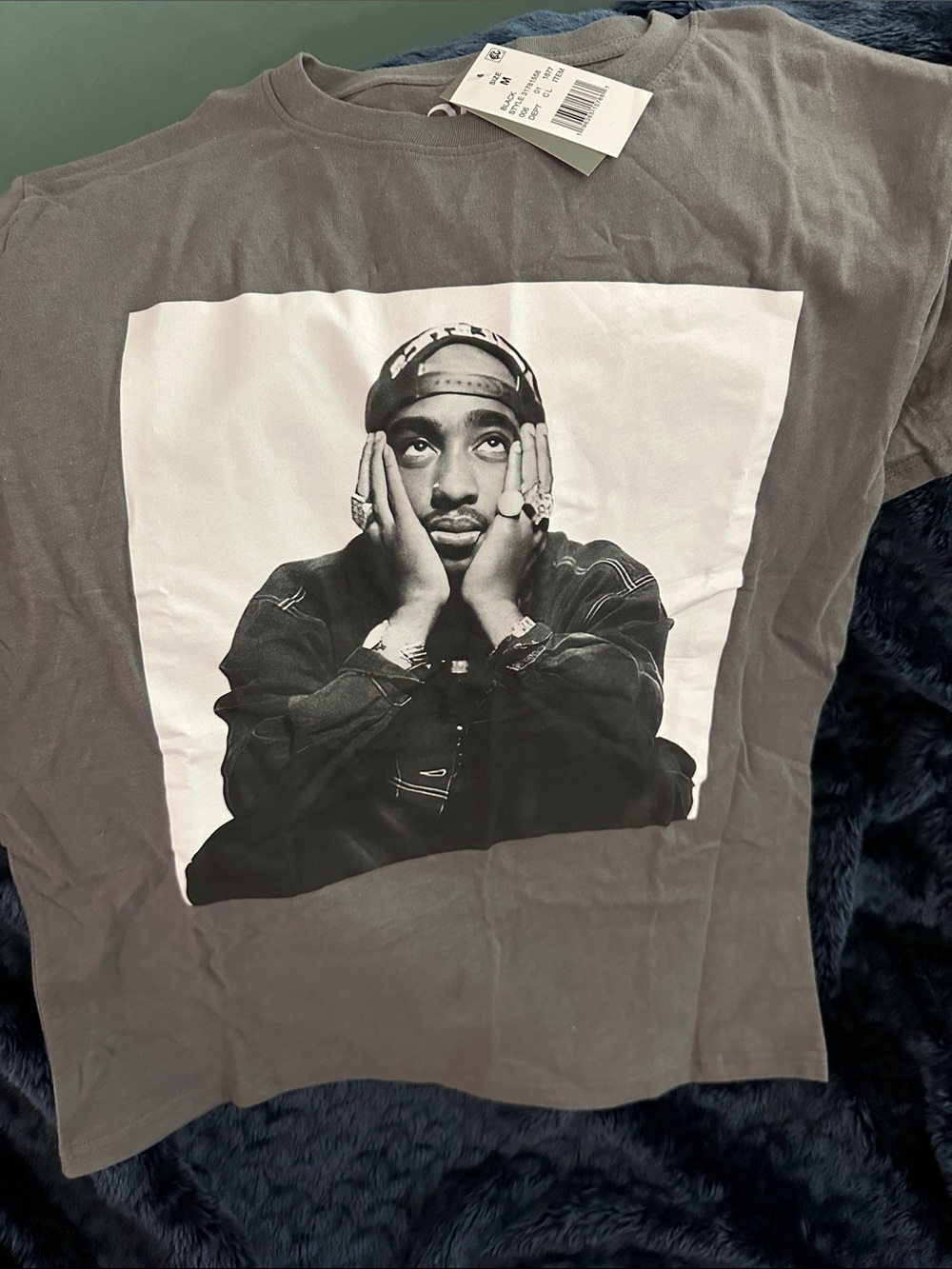 Tupac Graphic Tee in Charcoal Gray